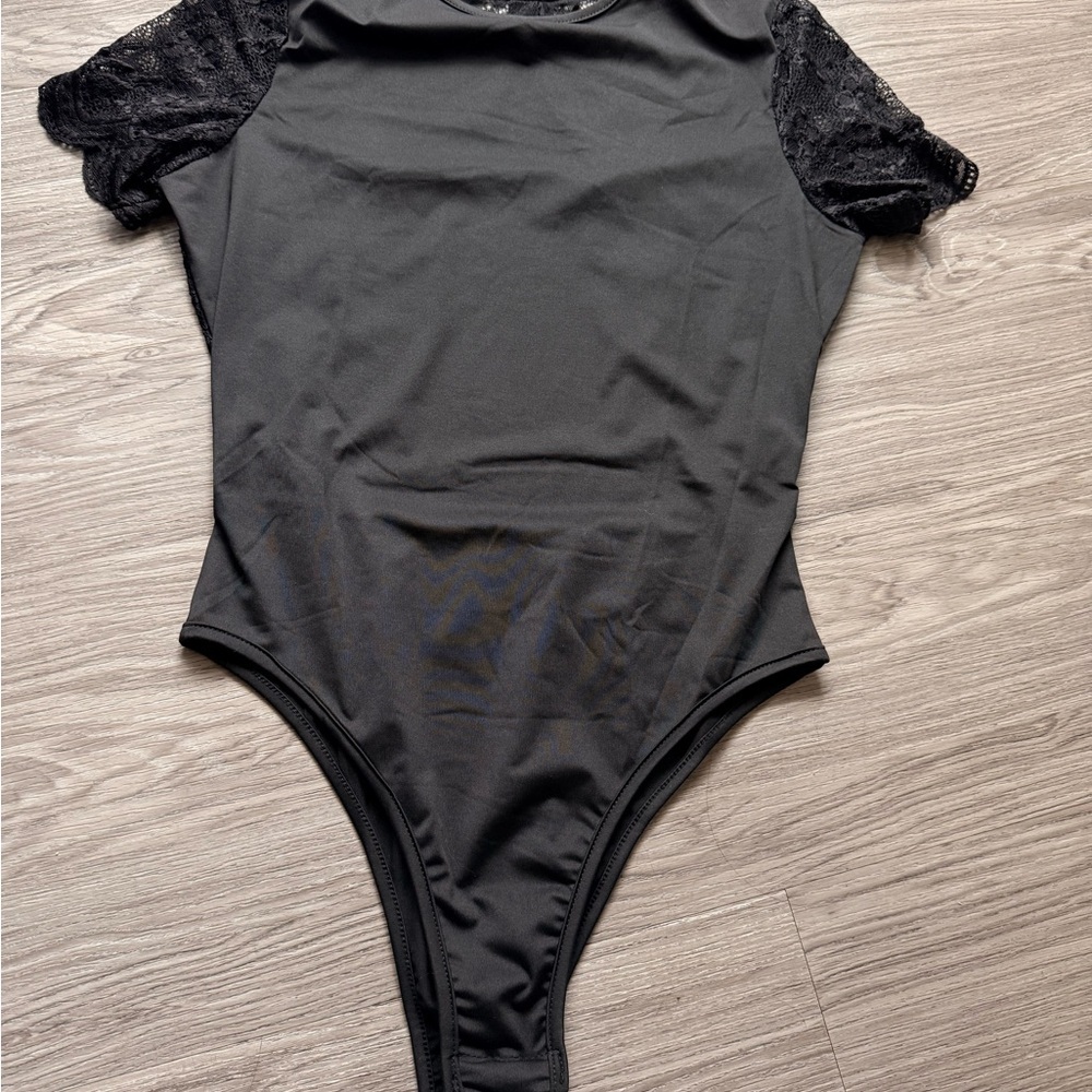 Black Lace Sleeve Bodysuit